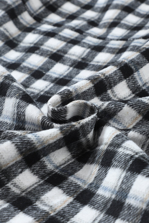 Casual Plaid Print Button Front Tunic Shacket