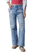 Chic High Rise Distressed Wide Leg Denim Jeans