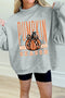 Oversize Pumpkin Print Mock Neck Graphic Sweatshirt