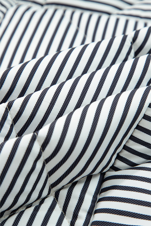 Stripe Print Contrast Trim Quilted Snap Button Vest