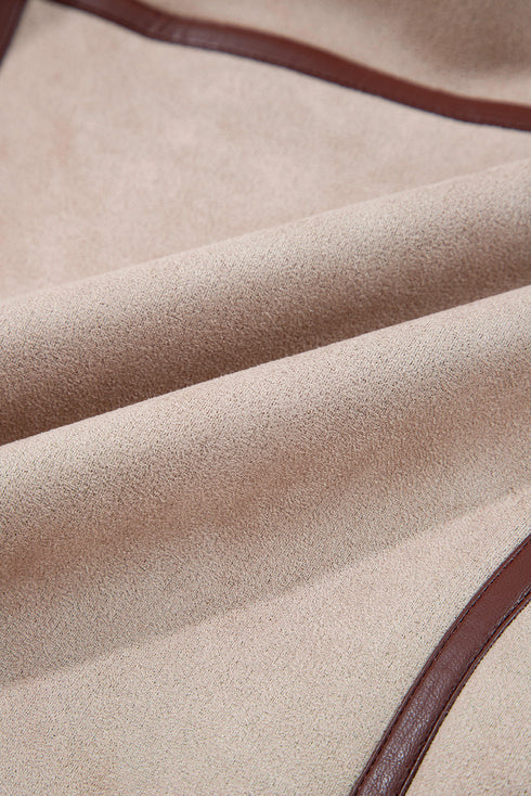 Modern Faux Suede Sherpa Lined Lapel Collar Vest