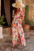 Abstract Print Flutter Sleeve V Neck Maxi Dress