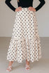Vintage Polka Dot Print Ruffled Slit Maxi Skirt