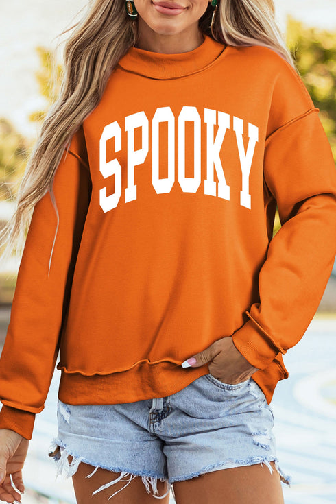 Boo Double Sided Print Reversible Mock Neck Sweatshirt