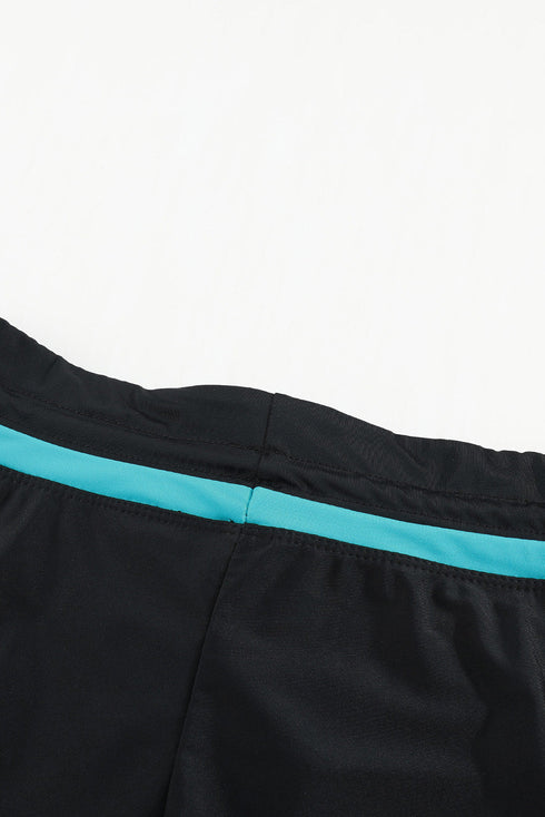 Contrast Waistband Tie Front Swim Shorts