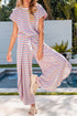 Striped Tassel Detail Tee And Wide Leg Pant Sets