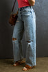 Distressed Ripped Raw Hem Casual Straight Jeans