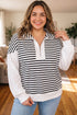 Striped V Neck Long Sleeve Shift Top