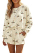 Free Mallard Print Long Sleeve Top Drawstring Short Set
