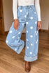 Polka Dot Metal Button Ankle Length Jeans