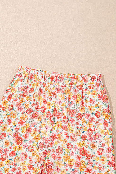 Bohemian Floral Print Bandeau Wide Leg Pant Set