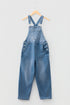 Adjustable Buckle Wide Leg Denim Barrel Jumpsuit