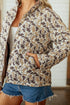 Camouflage Quilted Metal Button Collared Puffer Coat