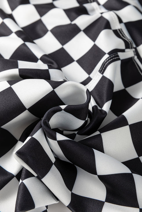 Checkered Print High Waist Stretch Skinny Leggings