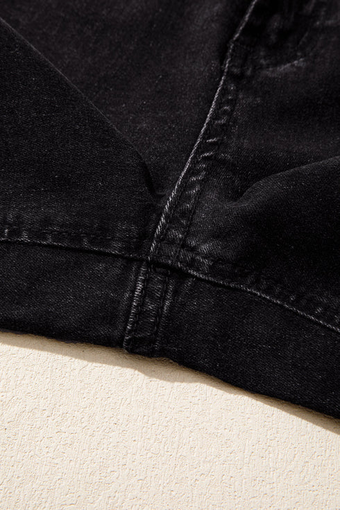 Cotton Denim Studded Straight Leg Loose Jeans