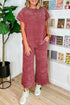 Mineral Wash Corduroy Short Sleeve Wide Leg Pant Set