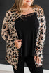 Leopard Print Long Sleeve V Neck Tunic Jacket