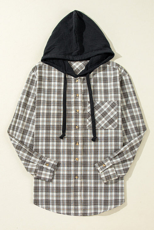 Southern Belle Checkered Plaid Loose Fit Hooded Shacket