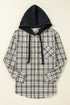 Southern Belle Checkered Plaid Loose Fit Hooded Shacket