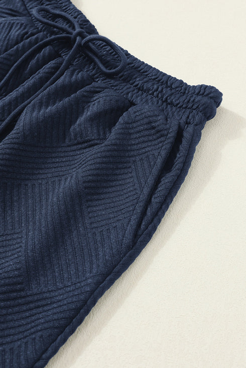 Textured Solid Loose Fit Wide Leg Pant Set