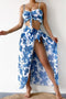 3pcs Floral Twist Front Bikini with Cover-up Swimsuit