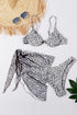3Pcs Leopard Bikini & Sarong Swim Set