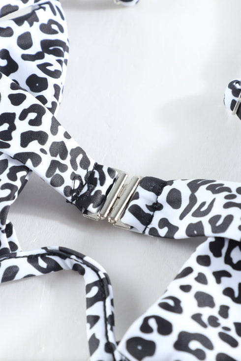 3Pcs Leopard Bikini & Sarong Swim Set