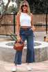 Cropped High Rise Wide Leg Stretch Denim Jeans