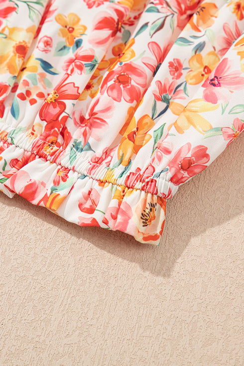 Bohemian Floral Print Bandeau Wide Leg Pant Set