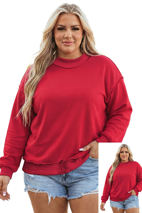 Reversible Exposed Seam Detail Mock Neck Sweatshirt