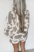 Western Print Raw Hem Long Sleeve Top Drawstring Short Set
