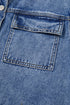 Patchwork Leather Collar Long Sleeve Denim Jacket