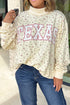 Floral Print Stand Neck Long Sleeve Slogan Sweatshirt