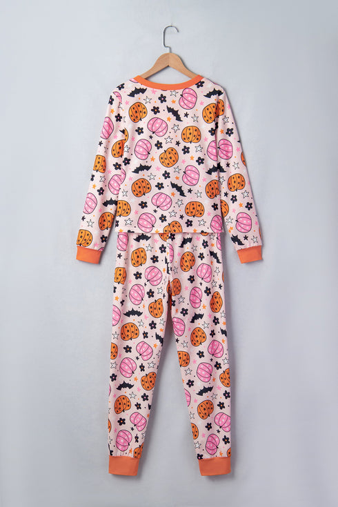 Allover Pumpkin Print Long Sleeve Coordinated Lounge Set