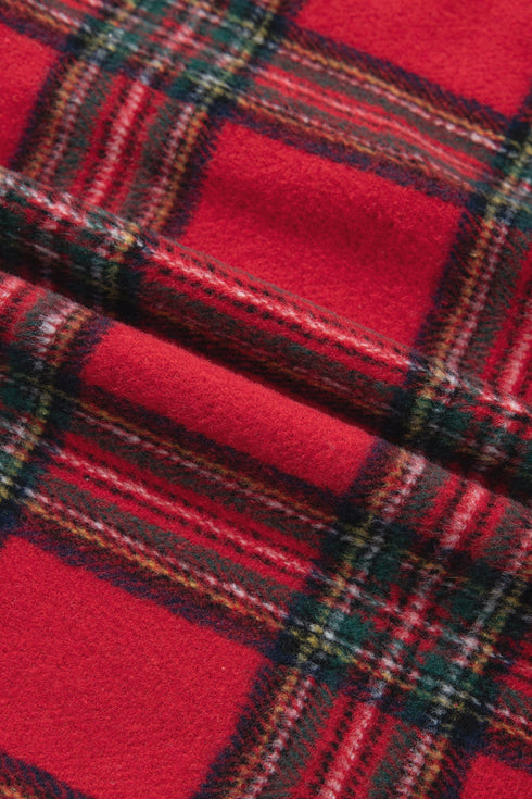Pure Polyester Plaid Pattern Button Front Shacket