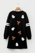 Sequin Ghost Graphic Varsity Striped Sleeve Sweatshirt Dress