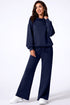 Cowl Neck Drawstring Pullover Wide Leg Athleisure Pant Set