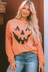 Corded Texture Jack O Lantern Graphic Sweatshirt