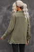Cotton Raw Hem Distressed Denim Shirt Jacket