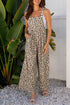 Exclusive Ribbed Leopard Print Wide Leg Bib Jumpsuit