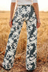 Abstract Print Metal Button Regular Fit Full Length Jeans