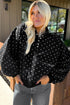 Metal Button Collar Polka Dot Pullover Sweatshirt