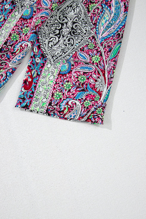 Bohemian Paisley Print Open Front Kimono