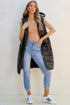 Exclusive Solid Long Quilted Hooded Puffer Vest