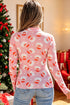 Abstract Stand Neck Sheath Long Sleeve Top