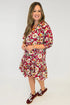 Floral Print Half Sleeve Short Shift Dress