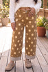 Polka Dot Metal Button Ankle Length Jeans