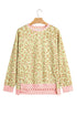 Leopard Polka Dot Trim Long Sleeve Top