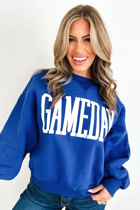 Polyester Applique Embroidered Patch Pattern Shift Sweatshirt