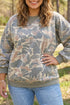 Camouflage Print Long Sleeve Relaxed Shift Sweatshirt